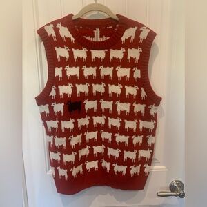 Princess Diana Red and White Black Sheep Pattern Sweater Vest Size L
